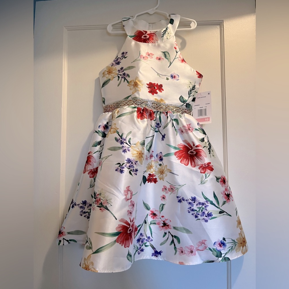 NEW Rare Editions Ivory and Floral Girl’s Dress Size 10